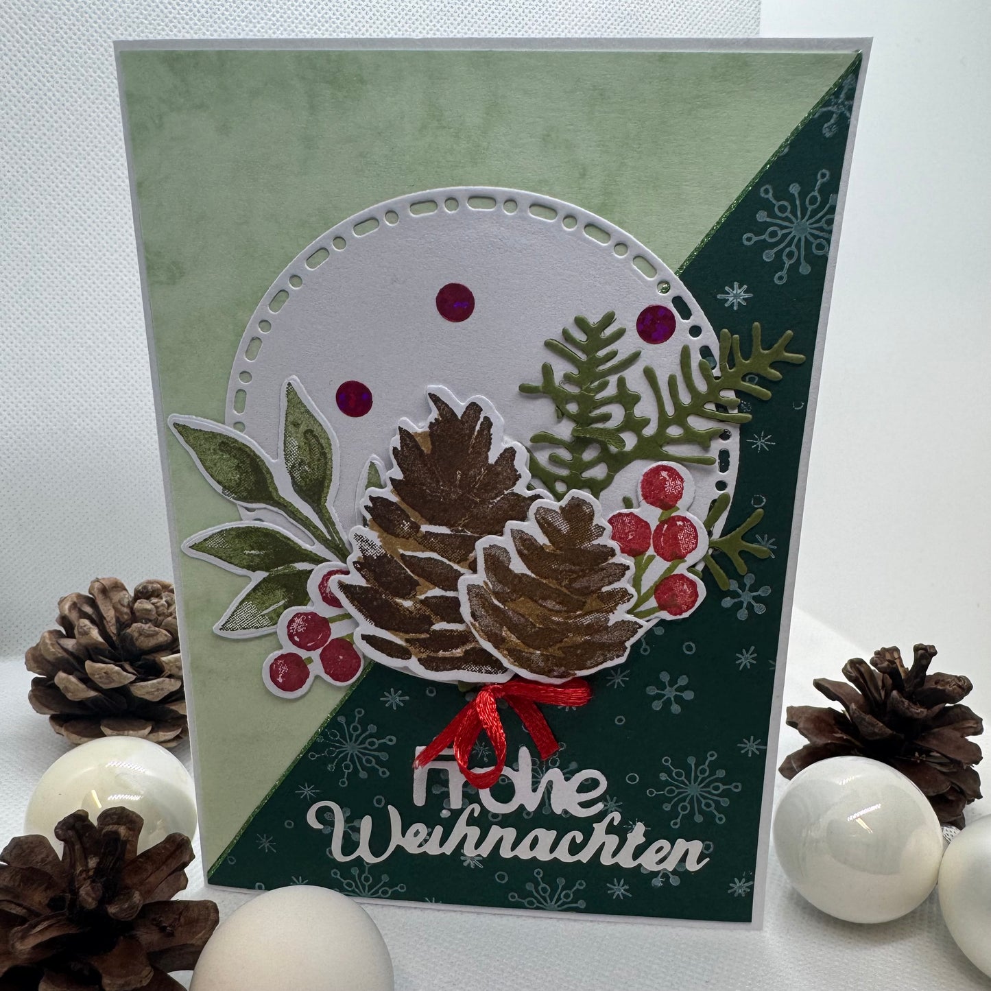 Weihnachtskarte "Frohe Weihnachten" in Grün