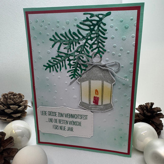 Weihnachtskarte "Weihnachts- und Neujahrsgrüße" in grün