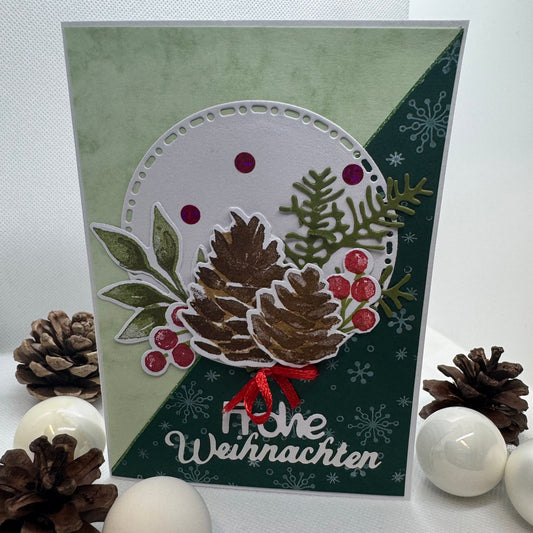 Weihnachtskarte "Frohe Weihnachten" in Grün